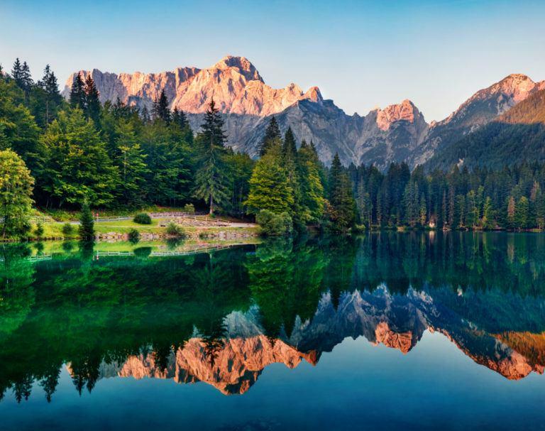 What is Mindfulness? 2 Mountains and trees reflected in lake
